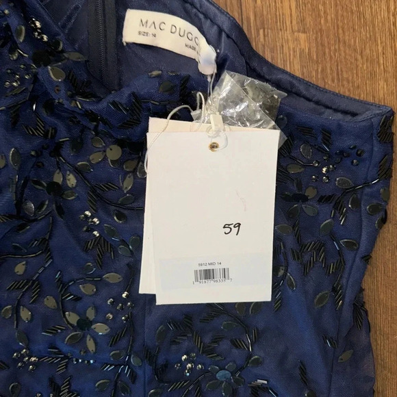 Mac Duggal New One Shoulder Puff Sleeve Embellished Column Gown 14 - Picture 7 of 7